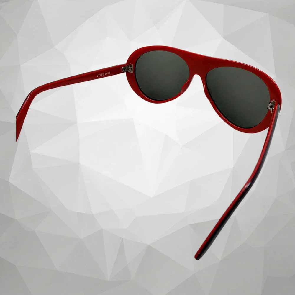 Vintage 1970's Style Eyes Ski Sport Sunglasses Red White Blue Layered Mirrored